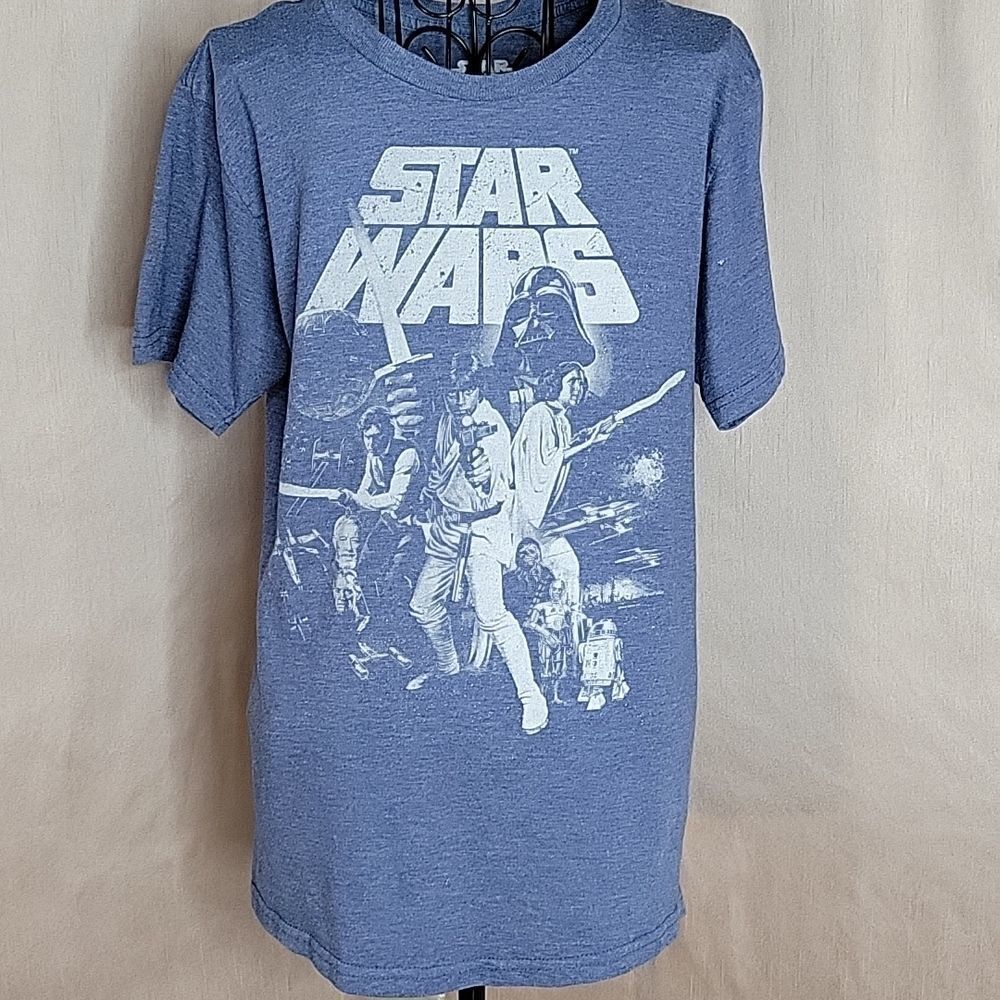 STAR WARS Blue and White Graphic Shirt Small